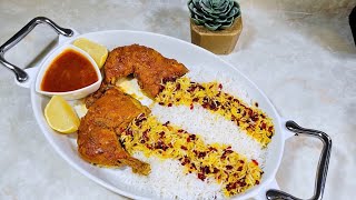 How to make Barberry Rice with ChickenZereshk Polo recipeso DELICIOUS💯 [upl. by Kedezihclem]