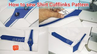 how to Sew cufflinks pattern for shirt  Designer shirt sleeve cuffs sewing tricks [upl. by Enilatan]