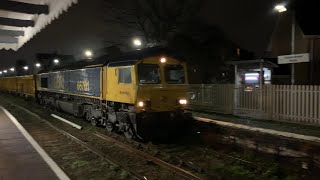 GBRf Class 66 66701 Network Rail Ballast Train passing Oulton Broad North Station amp Level Crossing [upl. by Eltsyrc]