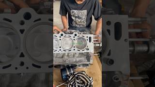 install cylinder block and piston autorepair carenginerepair cylinderhead mechanic carengine [upl. by Anilemrac]