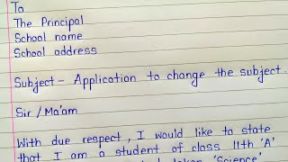 Application to principal for subject change in english [upl. by Kally]