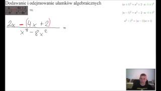 Dodawanie i odejmowanie ułamków algebraicznych 5 [upl. by Thorndike]