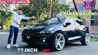 BLACK Baleno ❤️😱इस Car का तो रुतबा ही अलग हे🔥 Z BLACK Baleno Zeta Cng Modified 18inch Alloy Wheels [upl. by Ez]