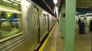 IND Queens Blvd Line R46 F Train at Forest Hills71stContinental Aves Rush Hour [upl. by Guthrey]