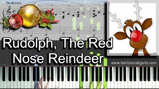 Rudolph The Red Nose Reindeer  Piano Tutorial  Sheet Music in PDF [upl. by Mount]