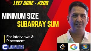 Minimum Size Subarray Sum  Sliding Window InterviewTCS GoogleInfosys Microsoft  LeetCode 209 [upl. by Sillyhp]