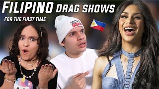 FILIPINO drag queen shows are NUTS Latinos react to SINGING Filipino Drag shows for the first time [upl. by Ellenwahs]