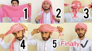 How to wear Dubai style Headscarf  SHEMAGH GHOTRA  Full Tutorial  Majidshah 2020 [upl. by Whitney]