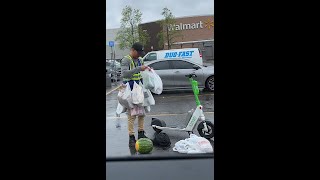 Man picks up Groceries on a Scooter [upl. by Hadsall713]