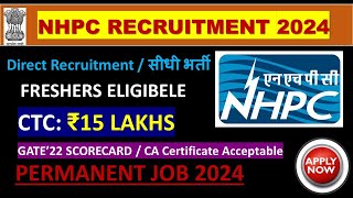 NHPC Recruitment 2024  Freshers Eligible  CTC Rs 15 LPA  PSU Govt Job  Apply Now [upl. by Jayson844]