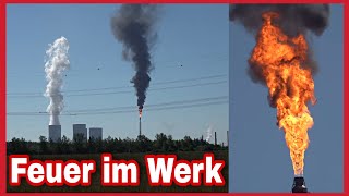 Hochfackel im DOW Werk Böhlen brennt nach Störfall tagelang mit großer Stichflamme [upl. by Ambrosane316]