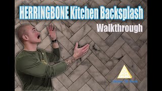 Herringbone Kitchen Backsplash in MARBLE Walkthrough [upl. by Aneetsyrk]