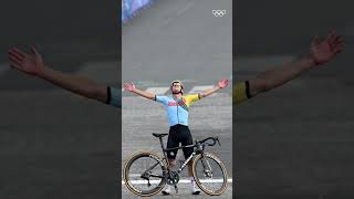 Is this the most iconic celebration ever 🫢 Remco Evenepoel at Paris2024 Olympics [upl. by Sharlene]