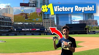 I Won a Game of FORTNITE on a JUMBOTRON BIGGEST BASEBALL STADIUM [upl. by Ahsad]