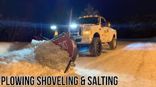 Plowing Shoveling amp Salting  Winter Storm Snow Removal [upl. by Nyladnohr285]