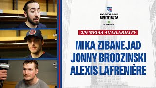 NYR at CHI Zibanejad Brodzinski amp Lafrenière Postgame Availability  Feb 9 2024 [upl. by Neri]