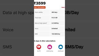 Jio Recharge Plan 5G Unlimited free Data 3599 jiorechargeplan jiorecharge jio5g [upl. by Enyt358]