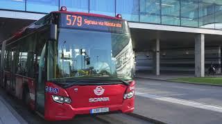 Sweden Stockholm bus 579 ride from Arlanda Airport to Märsta Train Station [upl. by Etteoj576]