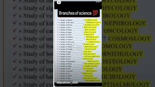 Branches of science ⚗️💯🧪didyouknow2002 viralvideo study science gernelknowledge trending [upl. by Burgener]