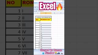 Convert Num in Roman no In Excel👍🧑‍💻shortsvideo viralshort exceleducation studygram excel [upl. by Yeltnerb]