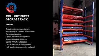 Roll Out Sheet Storage Rack  Reco Storage Systems [upl. by Chesney884]