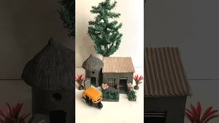 Beautiful miniature mud house making 🏠 mudhouse clayhouse craft clay [upl. by Worl212]