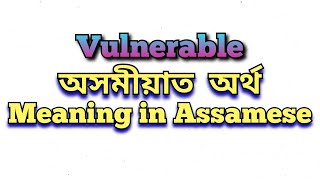 ‘Vulnerable’ meaning in Assamese ‘Vulnerable’ অসমীয়াত অৰ্থ Vulnerable mane ki class6 assam gk [upl. by Shrier]