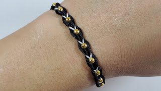 DIY PULSERA FACIL CON HILO CHINO Y CUENTAS  EASY BRACELET  PULSERAS DE MODA ✔️ [upl. by Jonas]