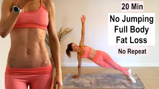 20 Min No Jumping Full Body Fat Loss Workout  No Repeat  No Equipment [upl. by Niamjneb]