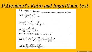 D Alembert ratio and logarithmic test questions Differential calculus [upl. by Anoved]