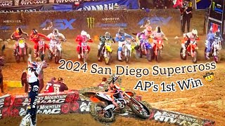 450 Main Event San Diego Supercross 2024  Sketchy Mud Race  AP 1st Win Jett vs Anderson [upl. by Okim]