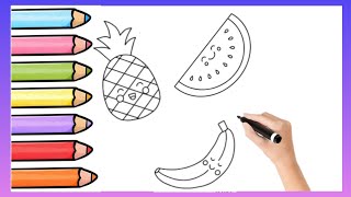 easy fruits drawingdrawing for kids [upl. by Crockett836]