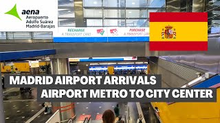 MADRID AIRPORT MAD Schengen Arrivals amp Transfer to Airport Metro into City Center [upl. by Marek]