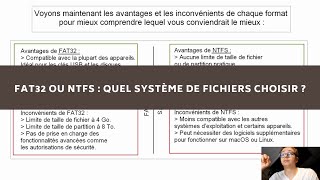 FAT32 ou NTFS  Quel système de fichiers choisir [upl. by Tiebold]