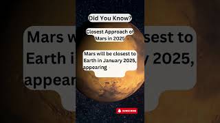 Closest Approach of Mars in 2025space cosmos spacefact MarsCloseApproach Astronomy SkyWatching [upl. by Errot]