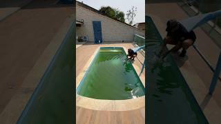 Limpando piscina que ficou parada satisfying pool piscinas satisfy fy viralvideo satisfacao [upl. by Aggappora]