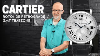 Cartier Rotonde Retrograde GMT Time Zone Steel Mens Watch W1556368 Review  SwissWatchExpo [upl. by Idur622]