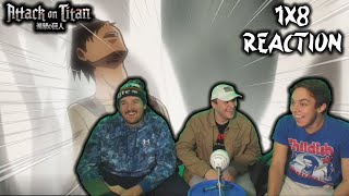 EREN IS ALIVE  Attack on Titan 1x8 quotBattle of Trost District Part 4quot Reaction [upl. by Karame]