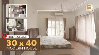 30x40 Modern House Tour In Bangalore  West Facing House With G2 Floors [upl. by Anaitsirhc]