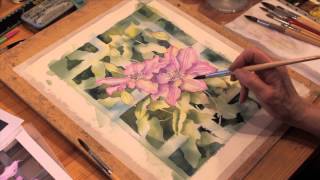 Clematis Watercolour Tutorial Part 8  Leaf Detail [upl. by Noirad]