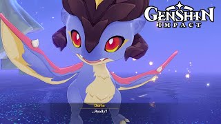 Evil Dragon Transform into Mini Durin Cutscene Animation  Summertide Scales amp Tales Genshin Impact [upl. by Tomkiel967]