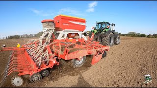 Seeding Cover Crops with a Deutz Fahr 8280 Tractor amp Pottinger Terrasem C6 Seed Drill [upl. by Alf]