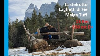 Alpe di Siusi Trekking Castelrotto Laghi di Fiè e malga Tuff invernale Massiccio Sciliar [upl. by Marucci]