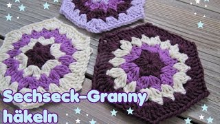 Hexagon  Sechseck Granny häkeln [upl. by Aicitan]