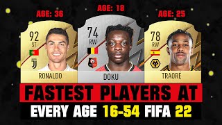 FIFA 22  FASTEST PLAYERS AT EVERY AGE 1654 👀🔥 ft Doku Ronaldo Nakamiura [upl. by Salvidor]