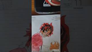 Drawing Tanjiro in demon form with water colour and pencil colour 😍✨ [upl. by Lottie]