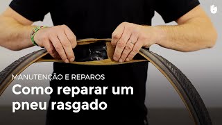 Como reparar um pneu rasgado  Manutenção de Bicicletas [upl. by Cornela]