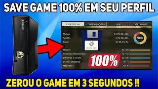 COMO TRANSFERIR UM JOGO SALVO 100 PARA SEU PERFIL NO SEU XBOX 360 JOGO COMPLETO EM 3SEG TUTORIAL [upl. by Ennirak]