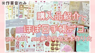 100均、文具屋さん購入品紹介とほぼ日手帳デコ苺の新商品に、uniball one新色の色見本作り☆ [upl. by Borek442]