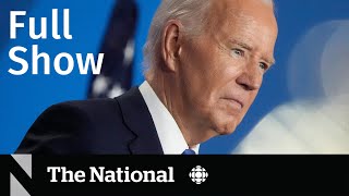 CBC News The National  Biden drops out of US presidential race [upl. by Kcub670]